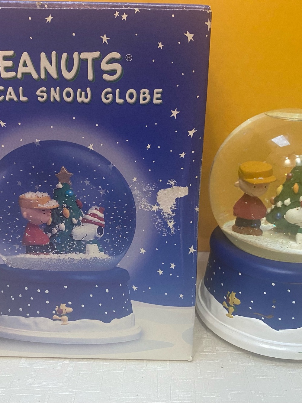 Peanuts Blue Snow Globe with Yellow Hat Charlie Brown